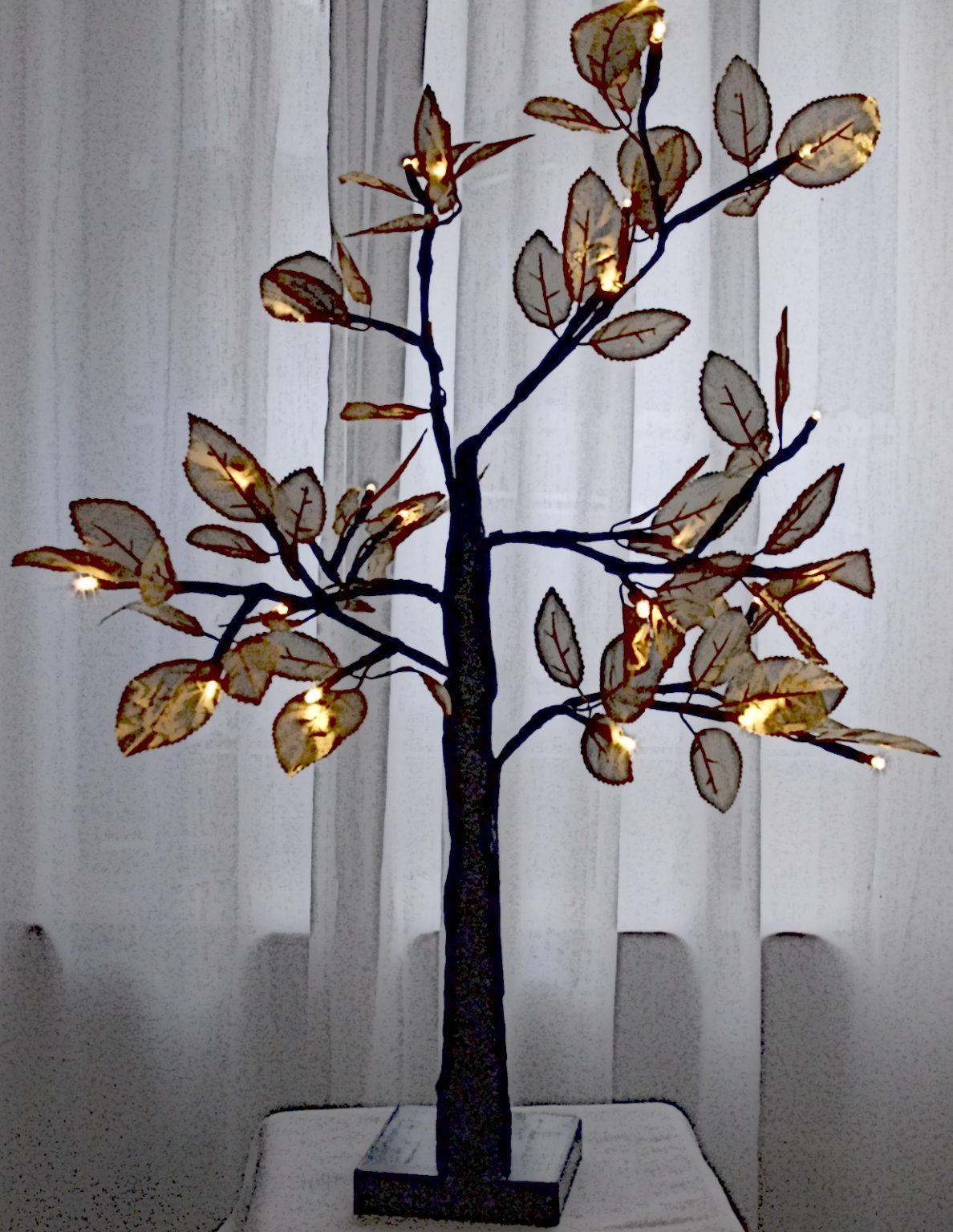 Led Baum mit mattgoldenen Bl 228 ttern Denke an Geschenke